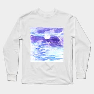 Landscape, moon, full moon, night. Hand drawn color illustration, painting, encaustic, wax. Long Sleeve T-Shirt